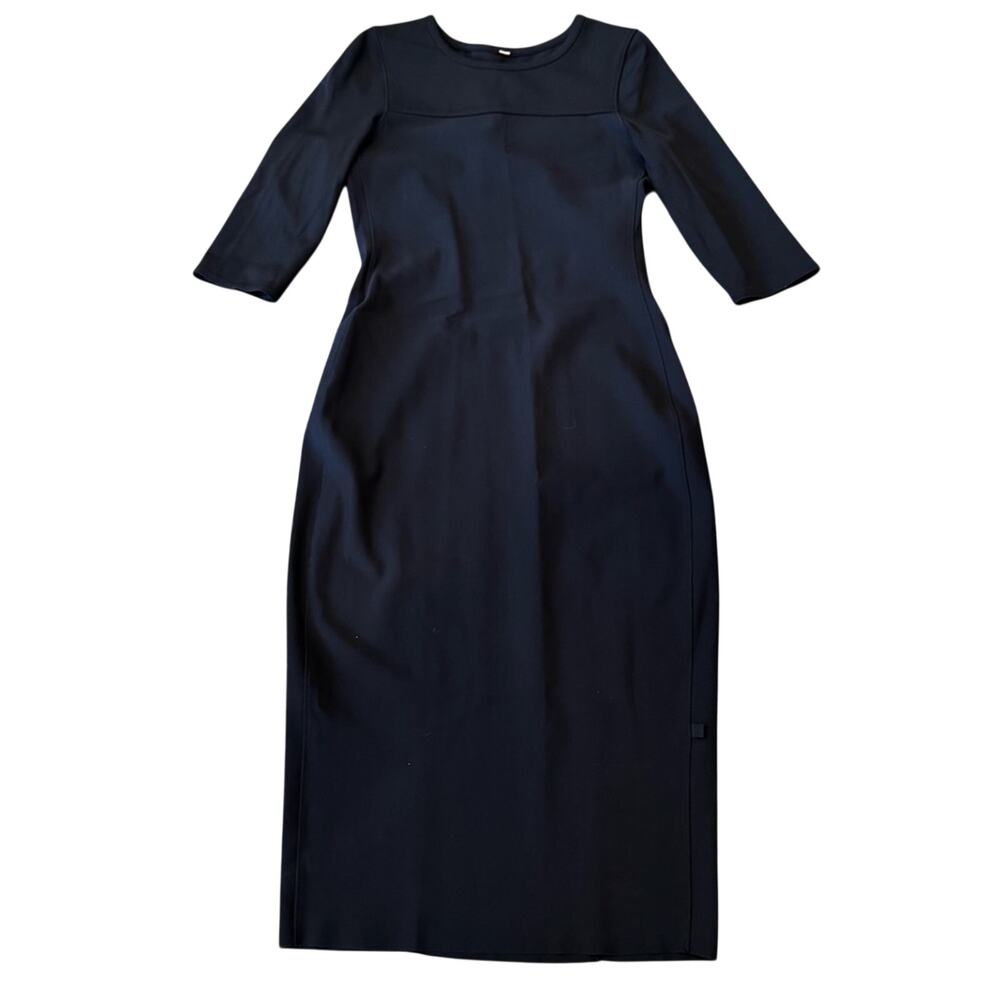 Lululemon Out Of This World Dress Midi Half Sleeve Bodycon Black Dress Size 4-6 - Picture 2 of 6